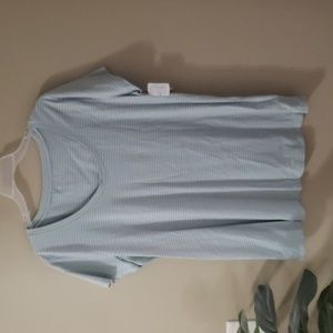 Liz lange maternity XXL grey, light green striped tee shirt